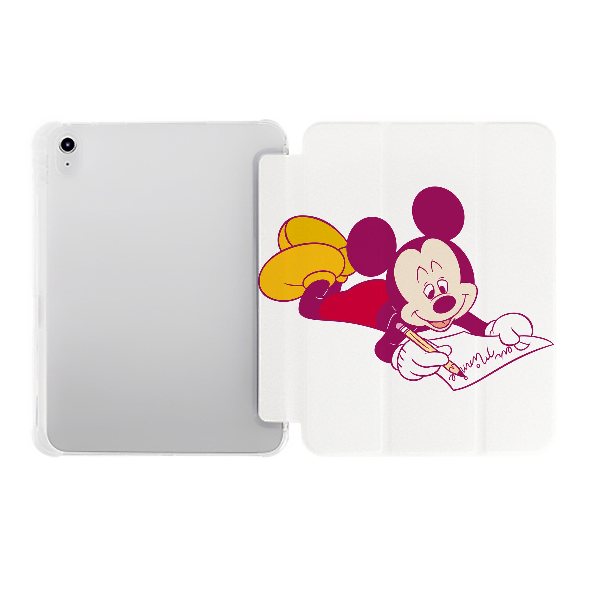 （画像用） ミッキーマウス Mickey Mouse IPad ケース ペン収納付き 三つ折りスタンド PUレザー×シリコン 対応機種9.5/10.5/10.9インチ